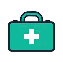 Obraz premium Green first aid kit with white cross symbol.