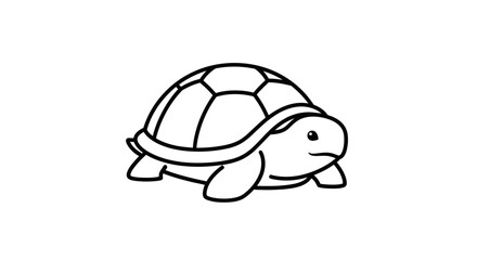 Fototapeta premium Cute Cartoon Turtle Illustration, Simple Line Art, Adorable Animal Icon