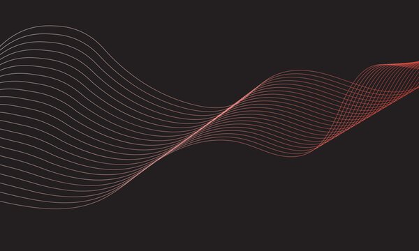 Abstract wave lines, red and gray gradient, modern background design, vector graphics