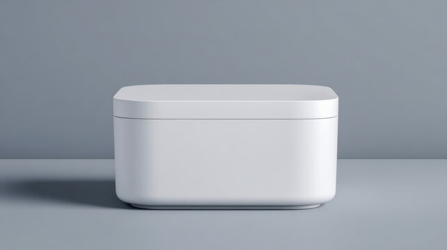 Minimalistic modern white rectangular container with a smooth matte finish displayed against a clean neutral background for versatile storage use