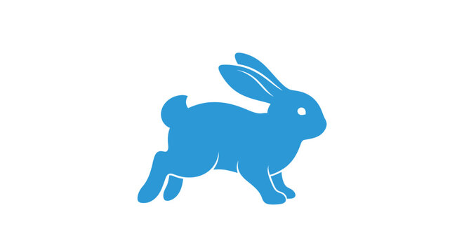 Blue silhouette of a rabbit.