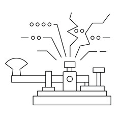 Morse code telegraph machine icon. Vintage communication and military intelligence signal.Editable stroke, Vector illustration, Line art Icon, Symbols. © K