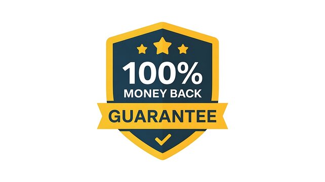 100% Money Back Guarantee, Warranty Badge, Icon, Label