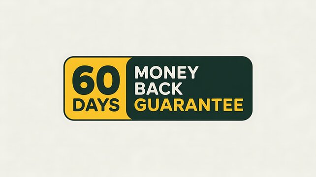 Money back guarantee, 60 days, refund policy, warranty icon, business template