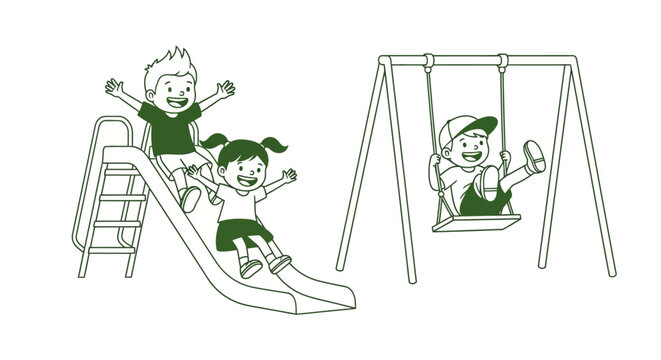 Children playing on outdoor playground equipment.