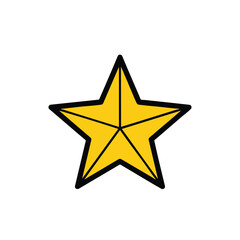 Obraz premium Stylized yellow five-pointed star icon with bold black outline.