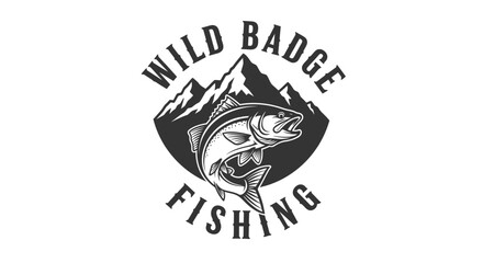 Obraz premium Black and white fishing logo design.