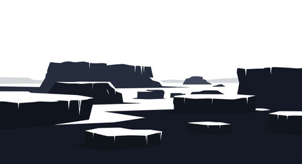 Black Ice Formations on Frozen Lake. © Indah