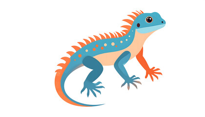 Fototapeta premium A small green gecko with a long tail is isolated on a white background in this cartoon vector illustration of a wild reptile