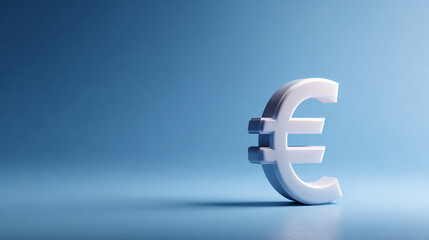 Fototapeta premium White 3D euro symbol on a blue background representing finance and economy