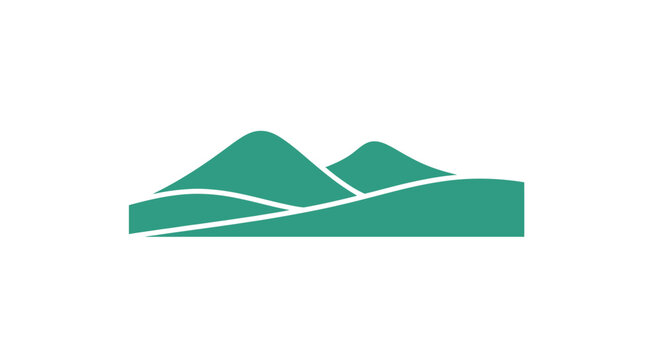 Green Mountain Range Landscape Icon.
