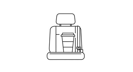Obraz premium Car Seat with Coffee Cup Icon - Travel and Commute Concept