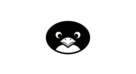 Black and white penguin face logo. © Pantun