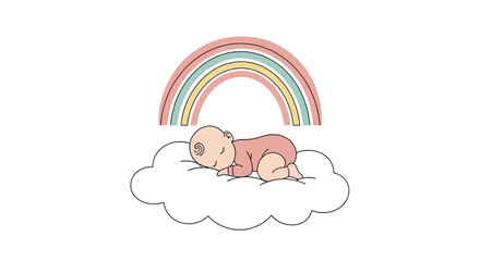 Cute Baby Sleeping on Cloud. © Pantun