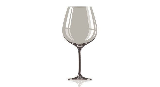 Elegant empty wine glass with stem and base on white background.