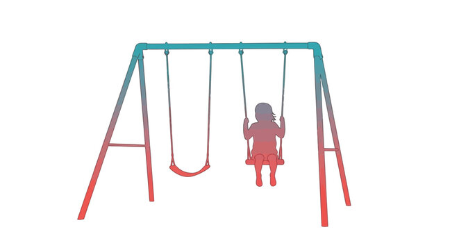 Child Playing on Swing Set Alone.