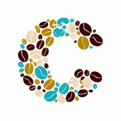 Fototapeta premium Abstract Coffee Bean Letter C Flat Design Vector Illustration Commercial Use