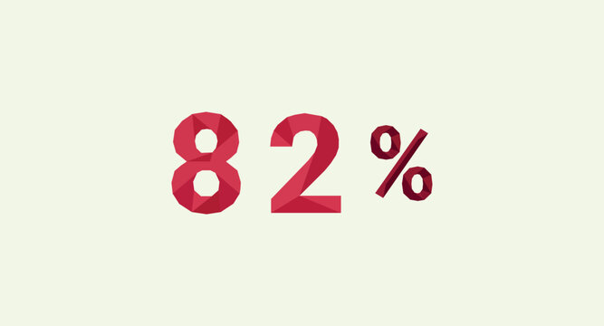 Red and orange symbol indicating 82% discount off in a low poly geometric style