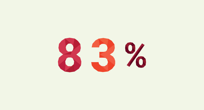 Red and orange symbol indicating 83% discount off in a low poly geometric style