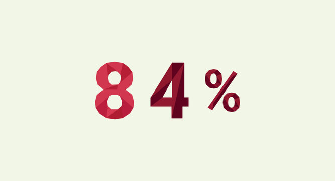Red and orange symbol indicating 84% discount off in a low poly geometric style