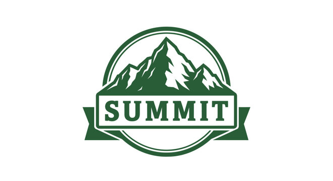 Green mountain summit logo emblem.