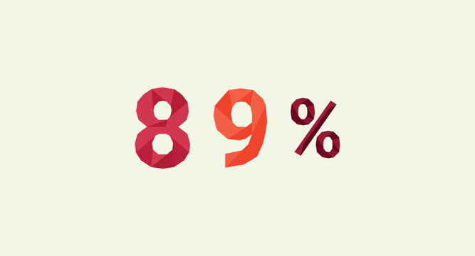 Red and orange symbol indicating 89% discount off in a low poly geometric style