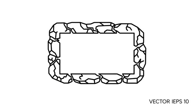 Stone Border Frame - Rough Rock Rectangle Outline for Design