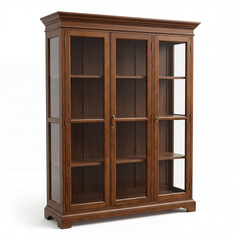 Obraz premium Traditional Empty Trophy Display Cabinet for School Hall Interiors Heritage Furniture Mockups and Academic Branding