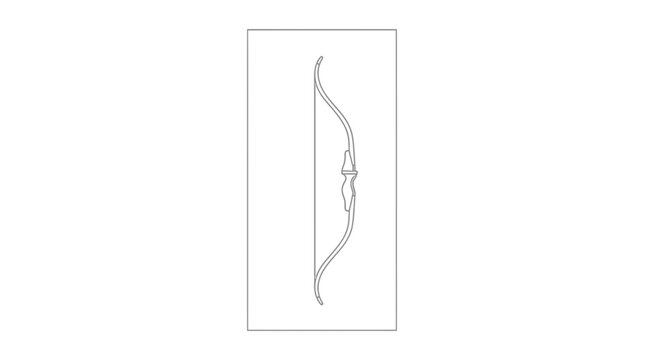 Simple line drawing of a recurve bow, isolated on white background.