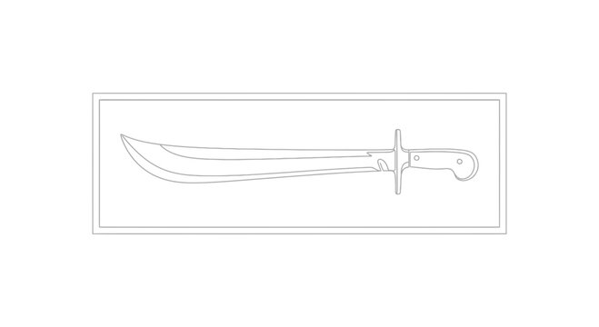 Outline of a Kukri Knife, Traditional Gurkha Weapon, Curved Blade, Military Knife