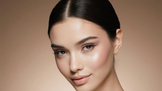 Woman with closed eyes and makeup.