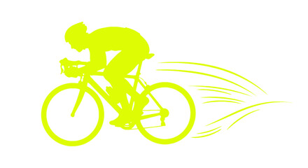Fototapeta premium Dynamic silhouette of cyclist riding bicycle at high speed