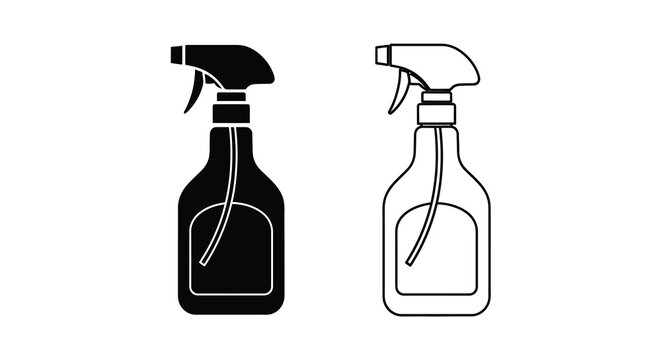 Spray bottle silhouette black and white line art illustration
