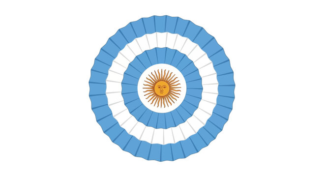 Argentine Cockade with Sun of May - National Symbol of Argentina