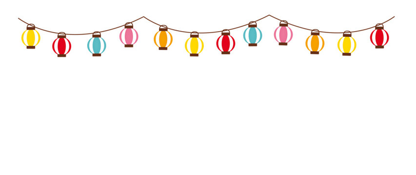 カラフルな提灯のイラスト背景素材|デコレーション向け素材/Colorful lantern illustration background material