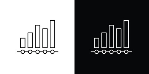 Obraz premium Outline icon of a bar chart illustrating data analysis, business progress, and digital network strength on a dual-tone background