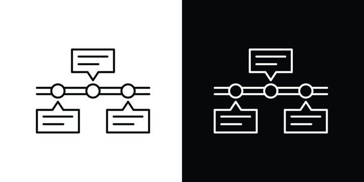 Timeline icon concept with speech bubbles and connected nodes, illustrating a sequence of events or ideas
