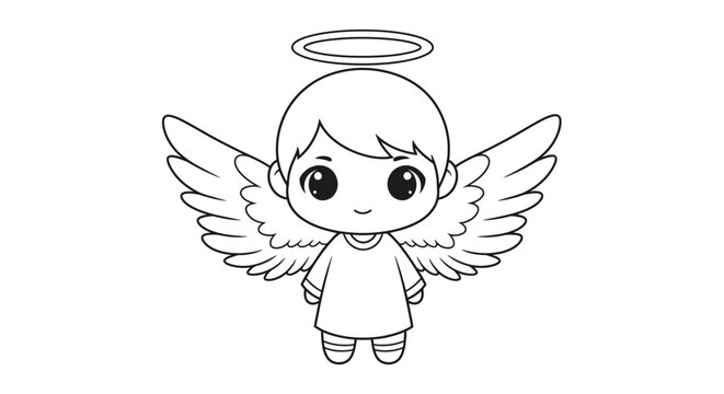Cute Little Angel Child Illustration.