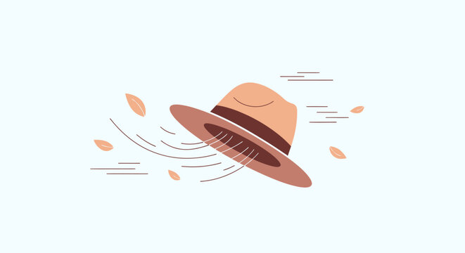 Stylish brown hat floating with motion effect, modern fashion accessory concept for summer lifestyle, elegance and trendy apparel branding