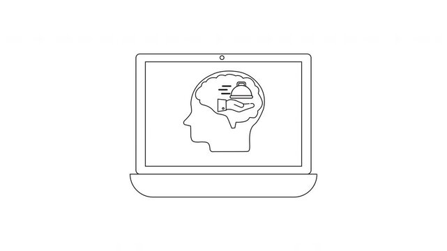 Conceptual Laptop Displaying Human Brain and Data Flow.
