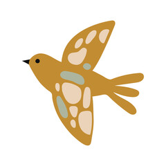 Single flying bird in boho style with abstract spotted pattern © Vooglo