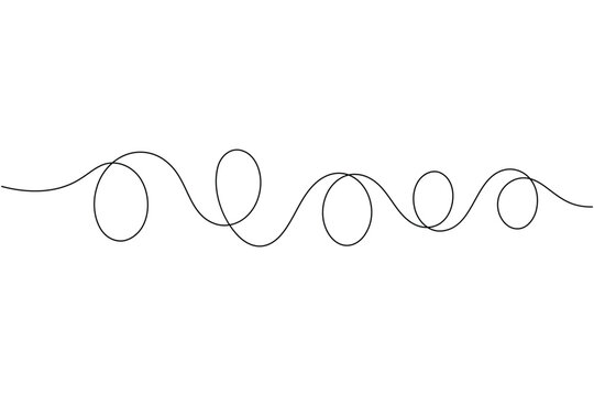 Curved squiggle line icon sign continuous one line drawing single art on white background minimalist loopy wave divider symbol outline vector illustration