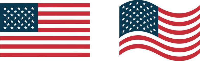 Fototapeta premium American flag set, traditional united states of america national symbol concept, patriotism.