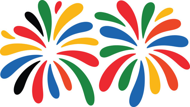 Colorful abstract shapes resembling fireworks for celebration events.