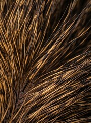 Fototapeta premium Sharp quills and spines texture of porcupine or hedgehog macro shot