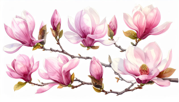 Arranjo floral de magn&oacute;lias em aquarela