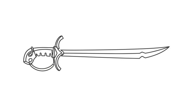 Pirate Cutlass Sword Outline Vector Illustration