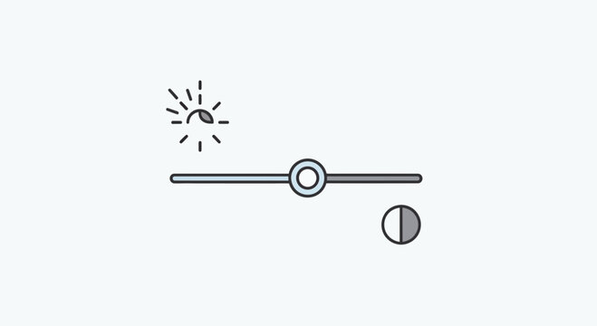 Brightness slider with sun and moon icons, graphic design for contrast and light adjustment
