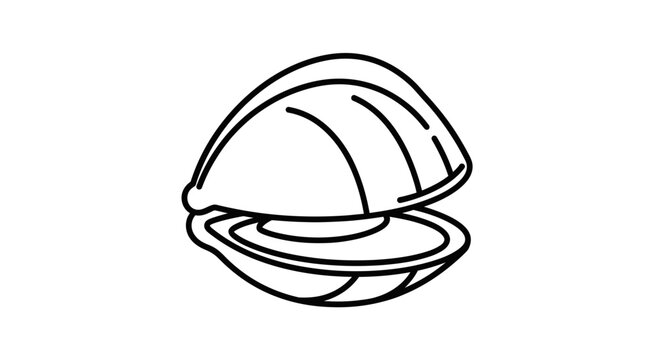 Open Clam Shell Outline Icon, Seafood Ingredient, Simple Vector Illustration