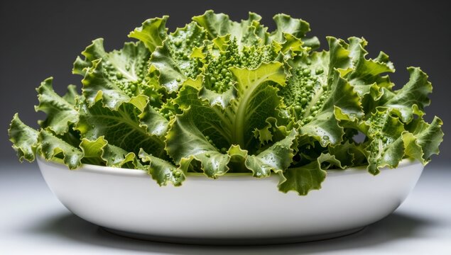 Vibrant green Romanesco broccoli florets with water droplets in a white bowl fresh and healthy food
